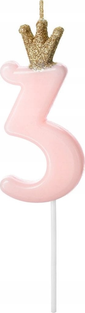 Świeczka urodz.Cyferka 3 j.róż 9,5cm 71732