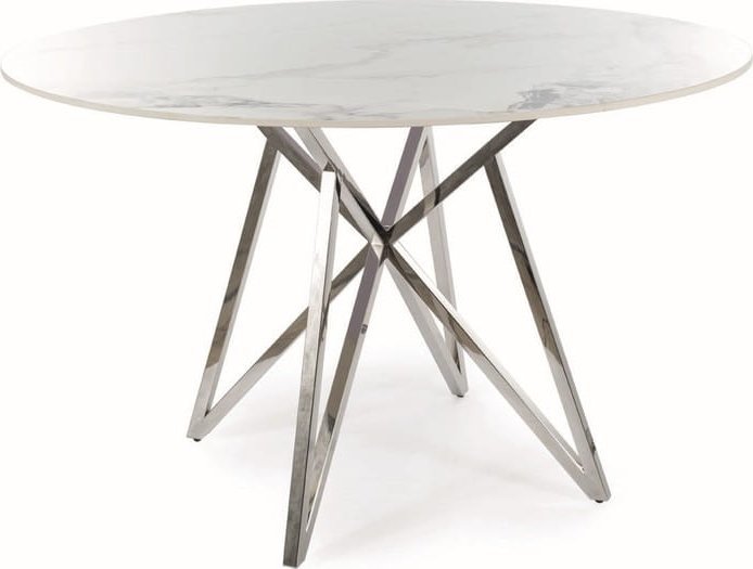 Signal Stół okrągły MURANO 120x120 biały/chrom