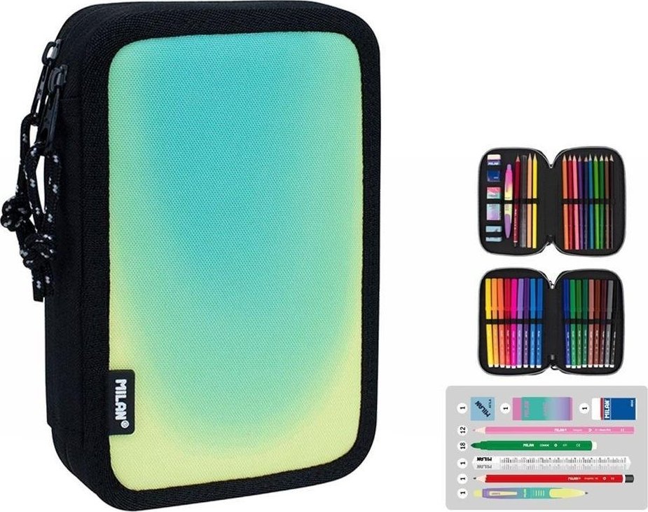 Piórnik Milan Piórnik 2 poz. z wyposażeniem Sunset czar. zielony