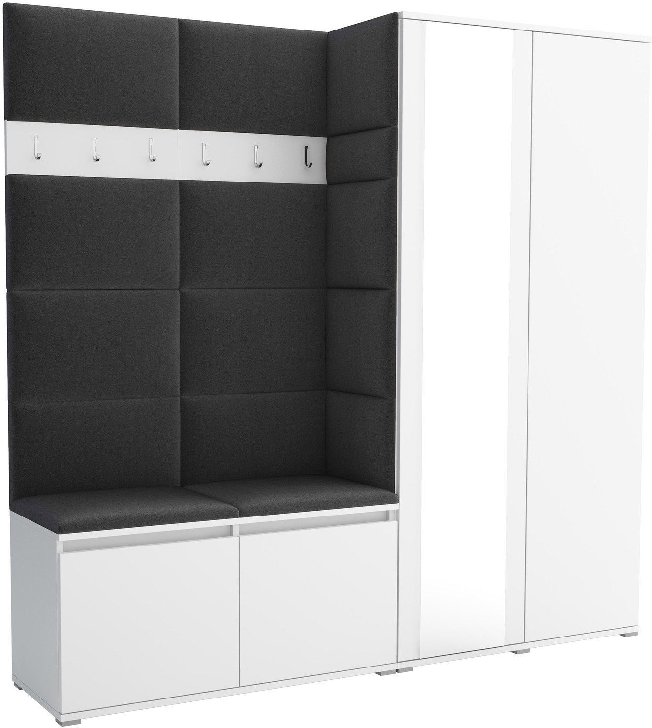 Tapicerowana garderoba Noris IV z lustrem - kolor biały + tkanina Trinity 15