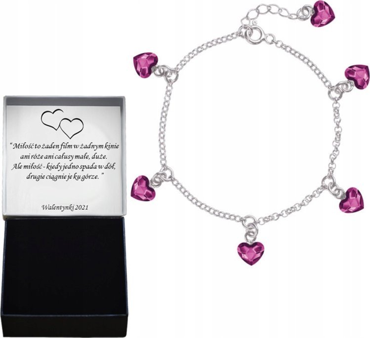 Radziszewska Jewellery Bransoletka Srebrna Serce Serduszka Prezent na Dzień Kobiet ŻYCZENIA GRATIS