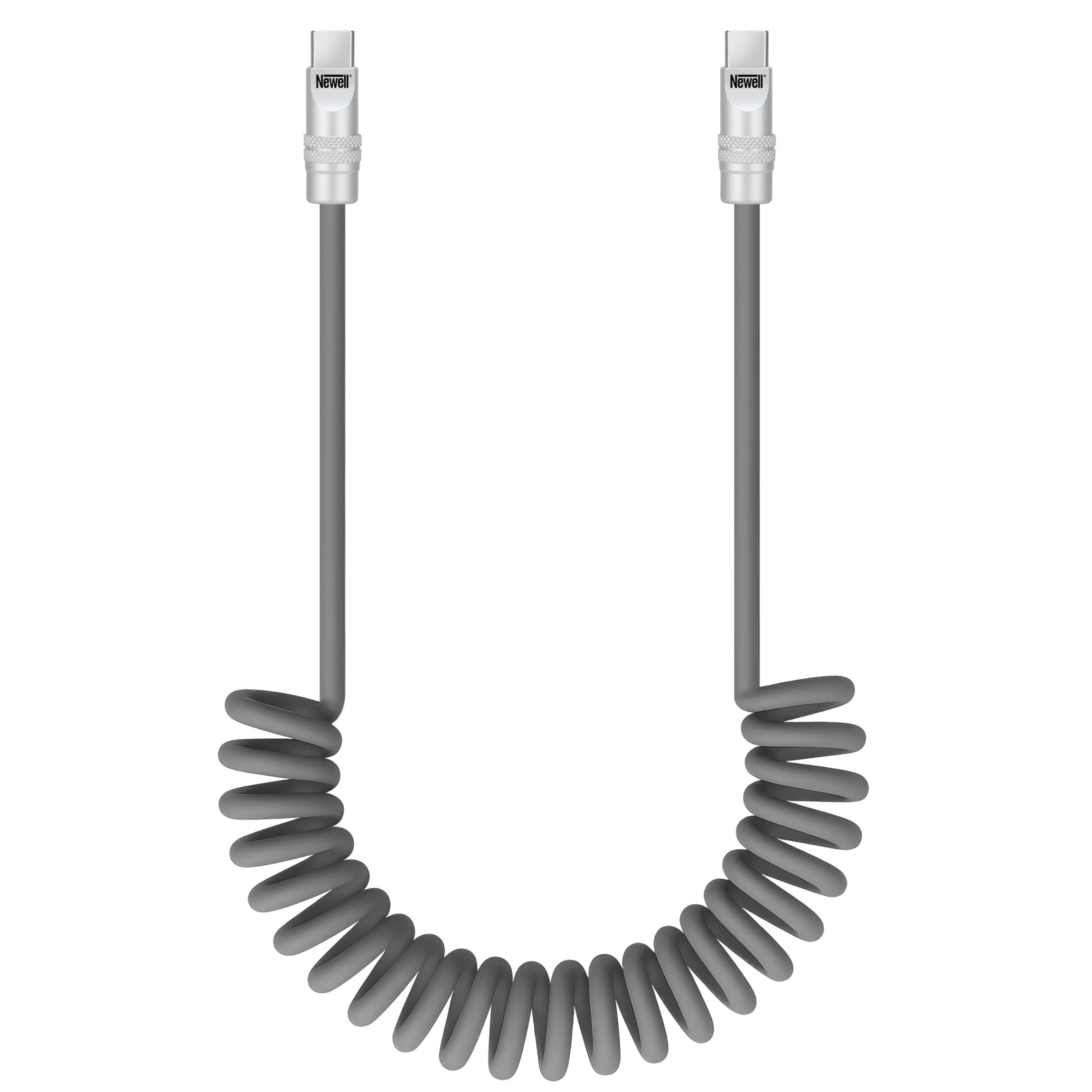Newell NL4990 Kabel USB-C 100 W, 1,5 m silikonowy spiralny szary