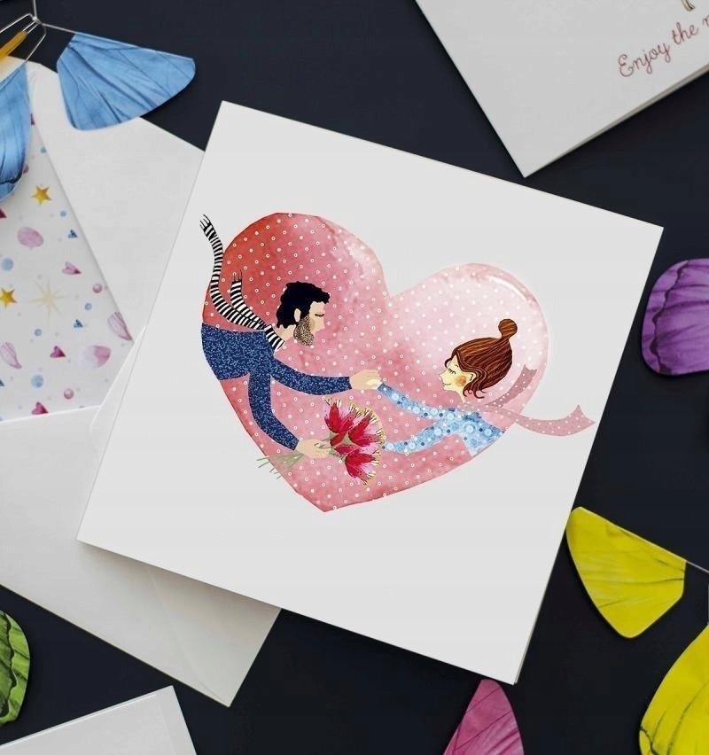 Teka Karnet kwadrat z lataj±cym motylkiem ¦lub serce