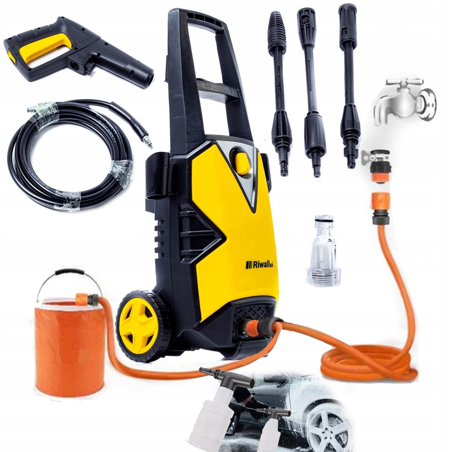 Myjka ciśnieniowa Riwall MYJKA CIŚNIENIOWA REPW120M BAR MOCNA POMPA ZESTAW 230barEW SAMOSSĄCA