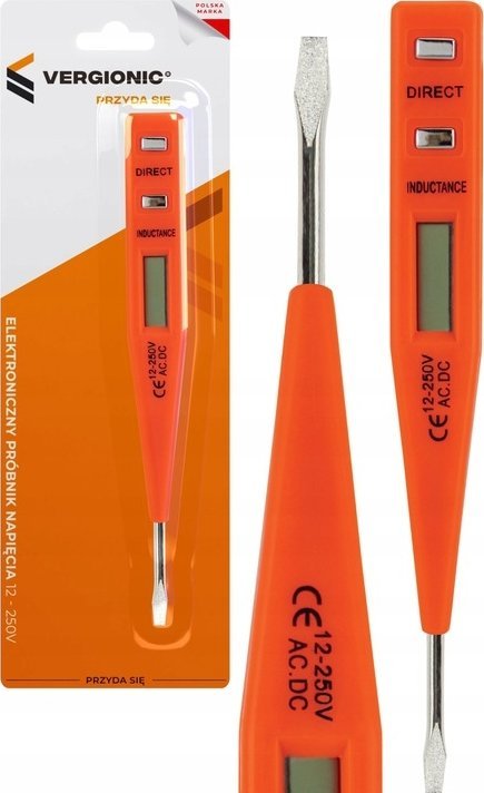 VERGIONIC ELEKTRONICZNY PRÓBNIK NAPIĘCIA TESTER DETEKTOR MIERNIK PRĄDU FAZER 12-250 V