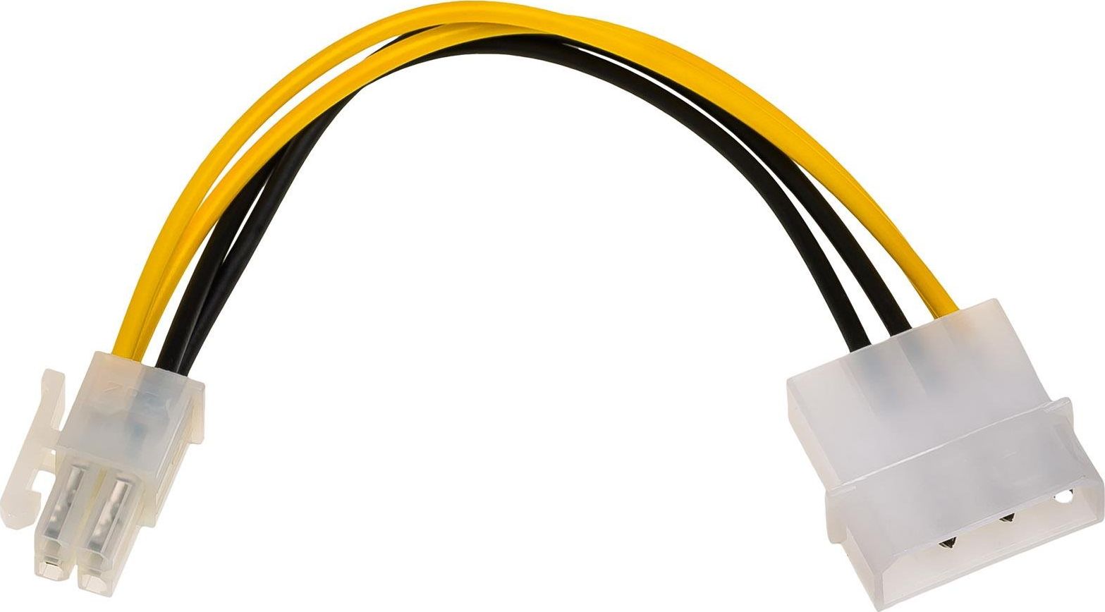 Akyga Molex - ATX/EPS 4-pin, 0.15m, Żółty (AK-CA-12)