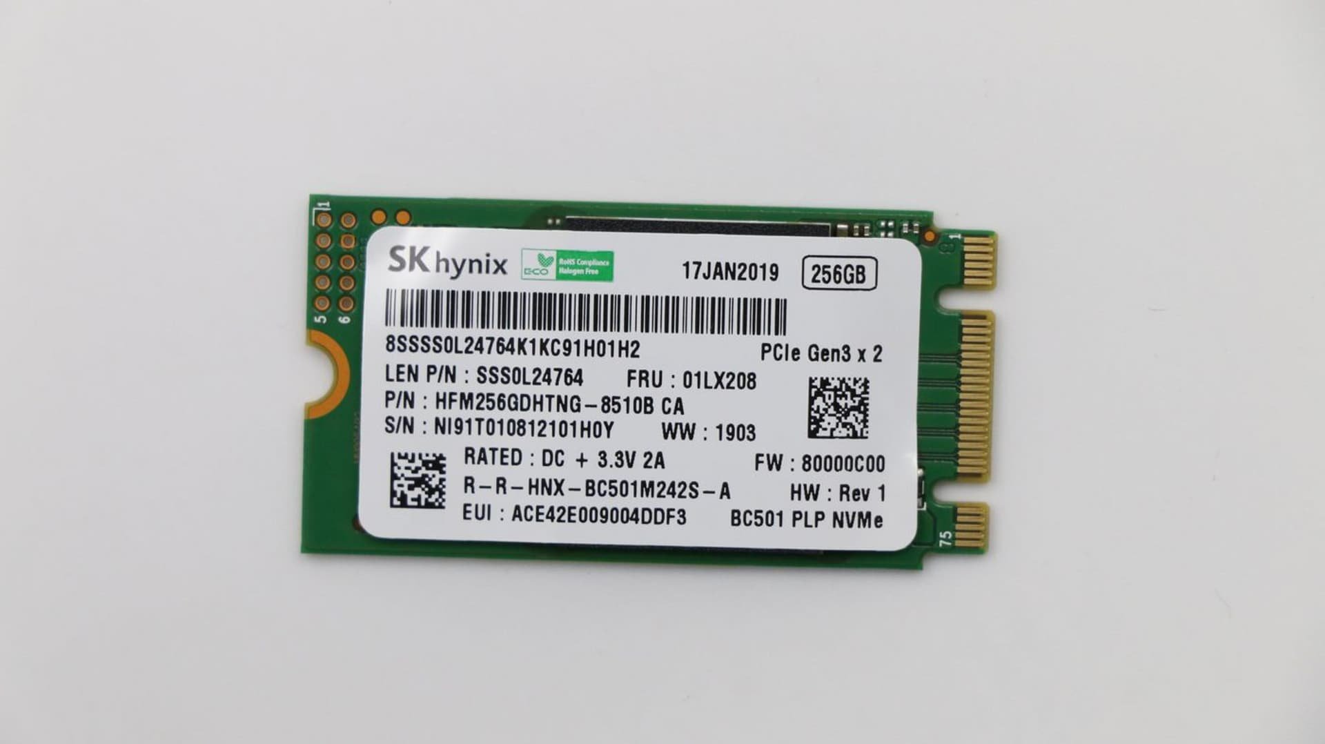 Lenovo SSD M.2 PCIe NVMe FRU SSD