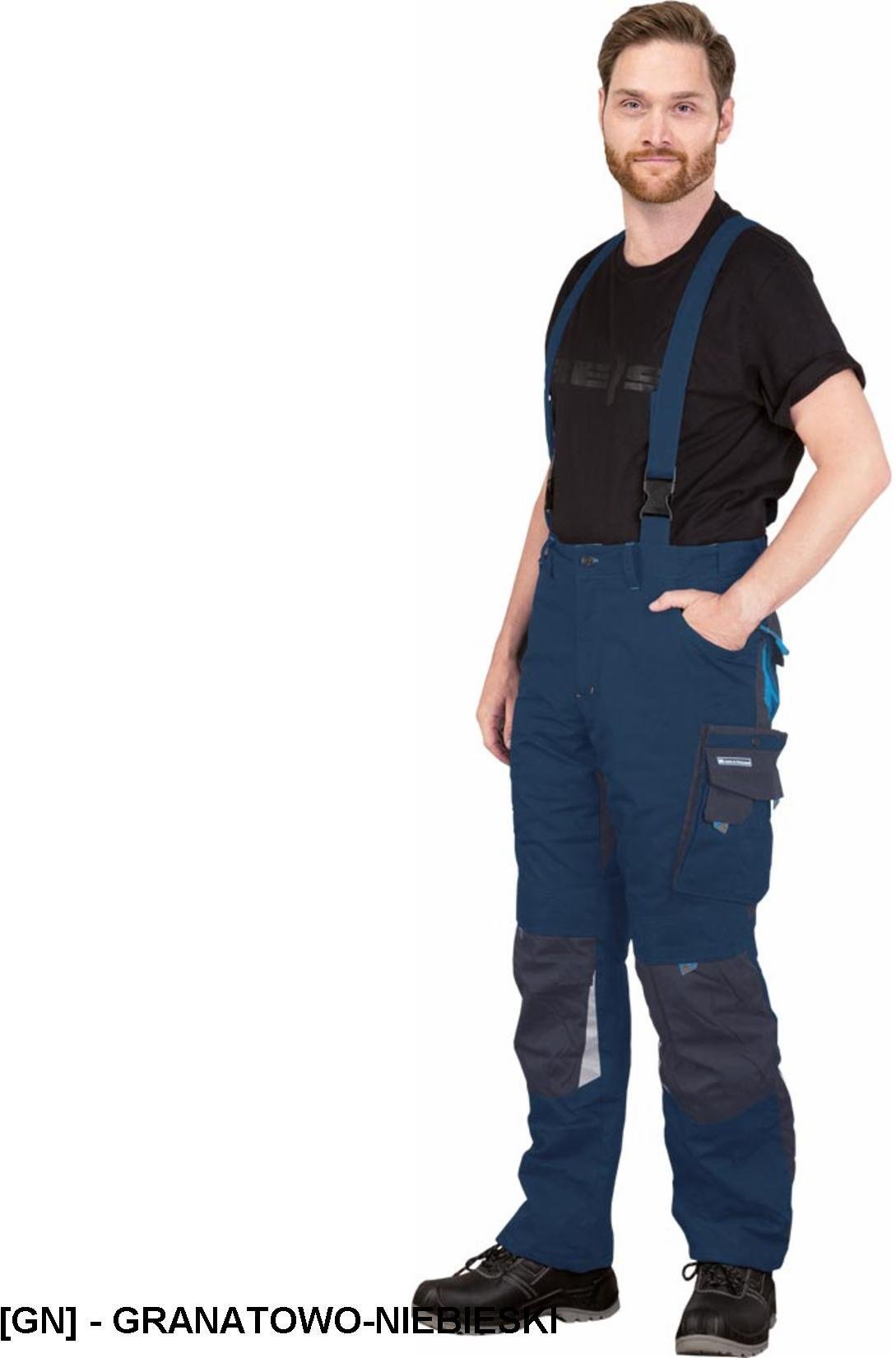 LH-NAW-B - Spodnie ochronne ogrodniczki NEW AGE wykonane z materiału typu canvas - granatowo-niebieski M