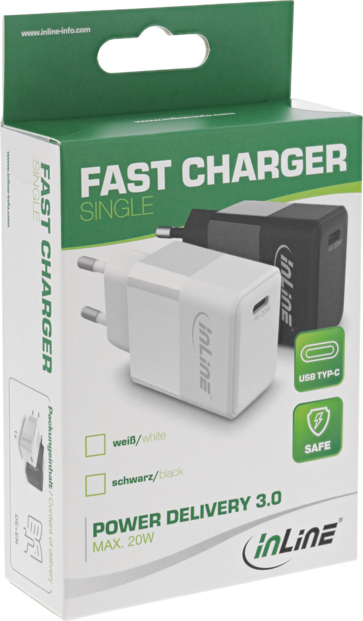 Ładowarka InLine InLine® USB PD Charger Single USB Type-C, Power Delivery, 20W, white