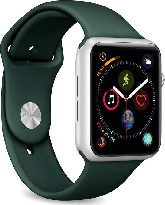 Puro PURO ICON Apple Watch Band - Elastyczny pasek sportowy do Apple Watch 42 / 44 mm (S/M & M/L) (ciemnozielony)