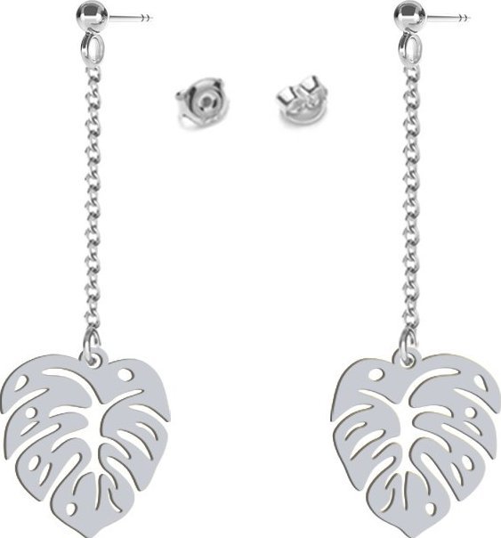 Radziszewska Jewellery Liść Monstery Wiszące Kolczyki srebro