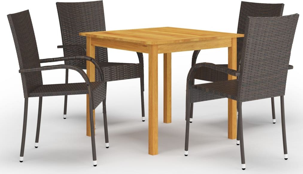 vidaXL 5-częściowy zestaw mebli ogrodowych, brązowy