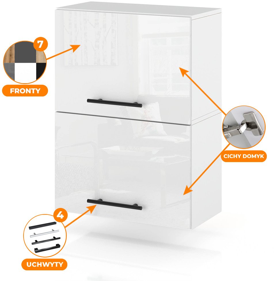 Szafka Kuchenna Wisząca Klapowa Modułowa 50cm Spremium Biały Połysk