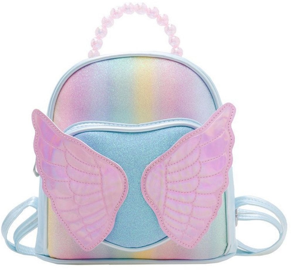 Plecak Dziecięcy Błyszczący Skrzydła Perełki Niebieski 22cm