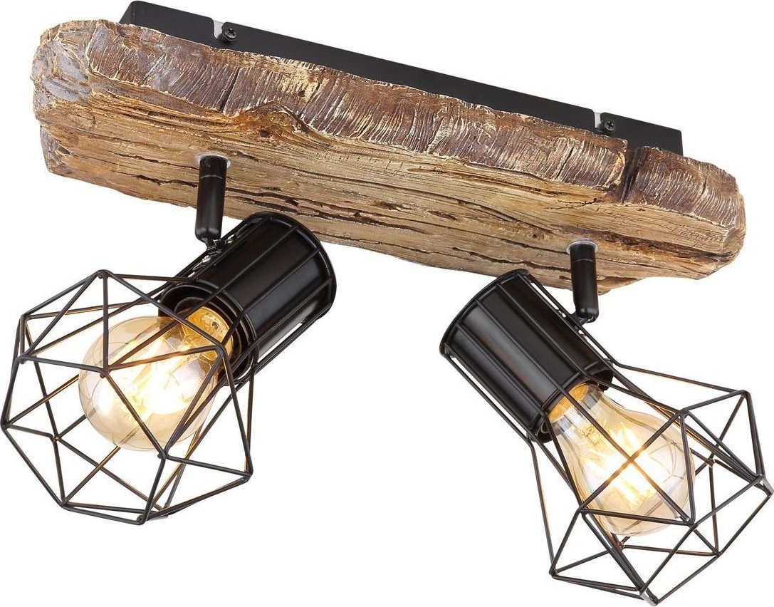 Lampa sufitowa Globo Sufitowa lampa rustykalna Priska 54017W-2 drewno czarna