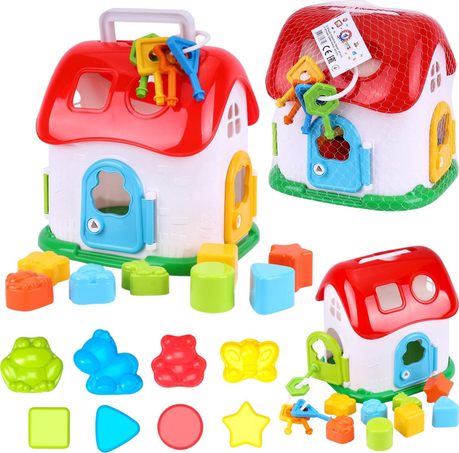 Technok SORTER LEŚNY DOMEK FIGURY GEOMETRYCZNE ZWIERZĘTA KLUCZE KOLORY KLOCKI