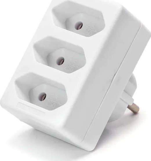 Aigostar Francuski adapter trójdrożny bez wyłącznika 2,5A biały Francuski adapter trójdrożny bez wyłącznika 2,5A biały