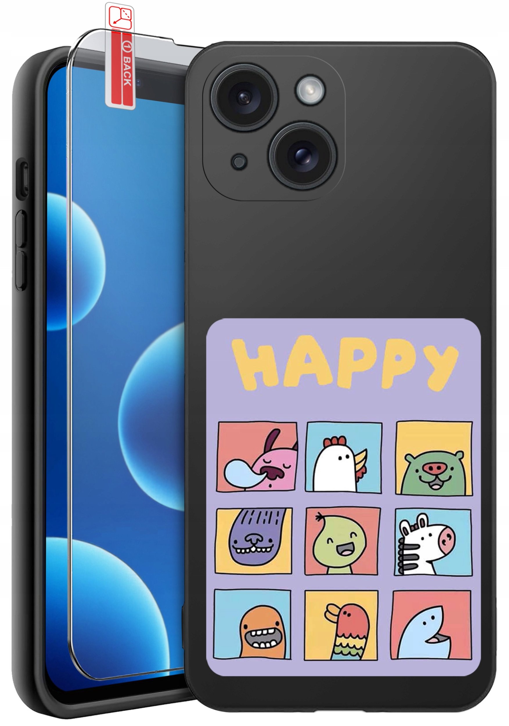 ETUI do iPhone 13 | 14 | WZORY | SILIKONOWE MATT CASE + SZKŁO 9H