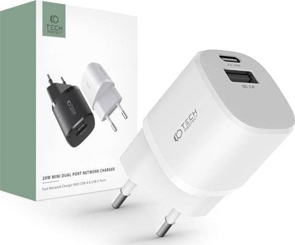 Ładowarka Tech-Protect 1x USB-A 1x USB-C 3 A (THP1554)