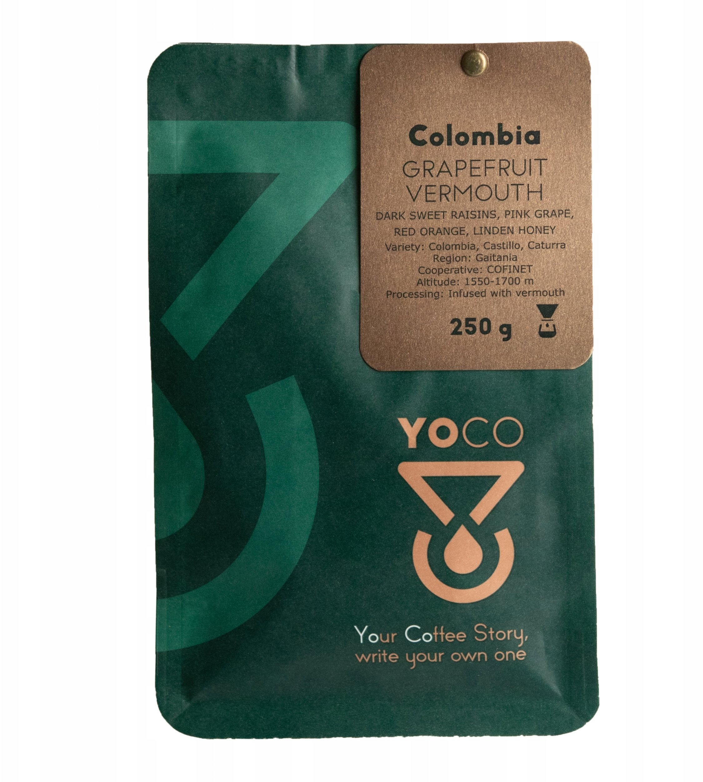Kawa ziarnista YoCo Kawa ziarnista Coffee Colombia Grapefruit Vermouth Filtr 250g
