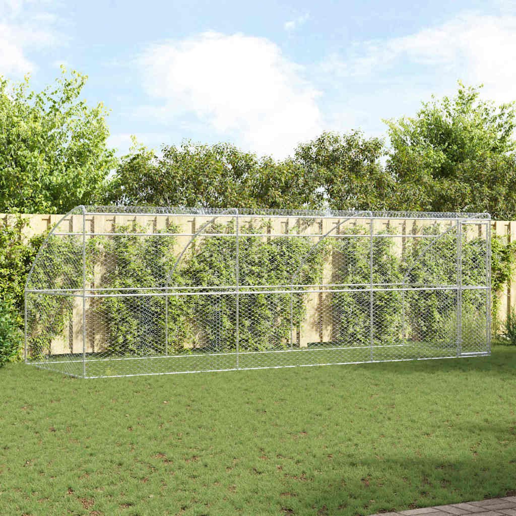 vidaXL Kenel dla Psów z przechowalnią 3 pcs srebrny 6 x 2 x 2 m Stal