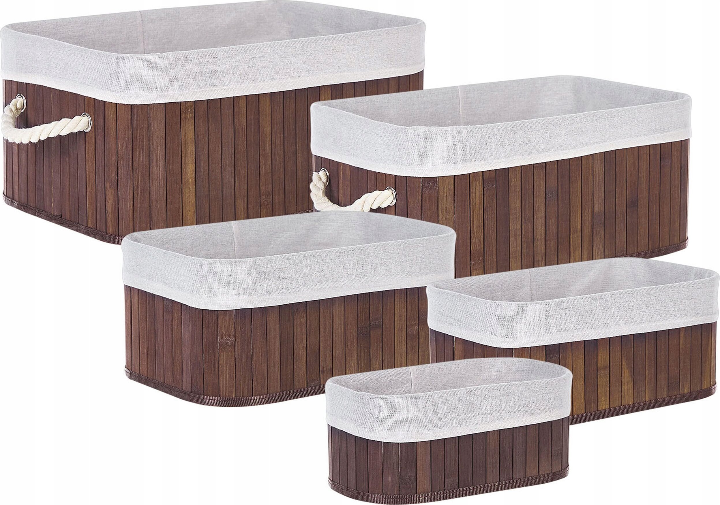 Beliani Zestaw 5 koszy bambusowych ciemne drewno TALPE