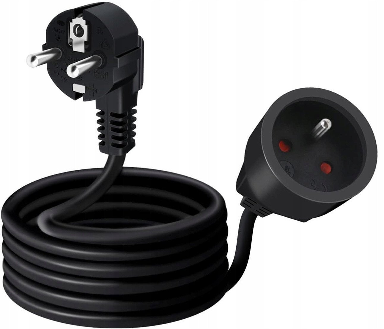 Przedłużacz sieciowy Wtyk - Gniazdo 3m czarny