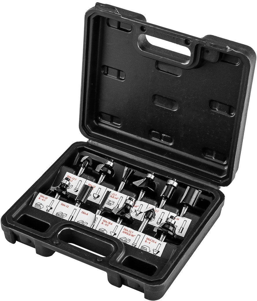 Frezy do drewna widiowe, trzpień 6 mm, zestaw 12 szt.