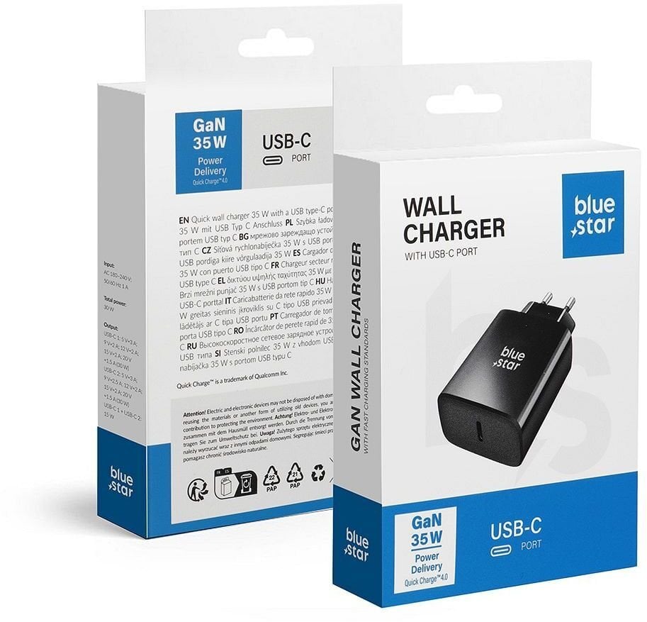 Ładowarka Blue Star Ładowarka sieciowa do telefonu USB C QC4.0 PD 3A 35W TFB-TC-35WPD czarna