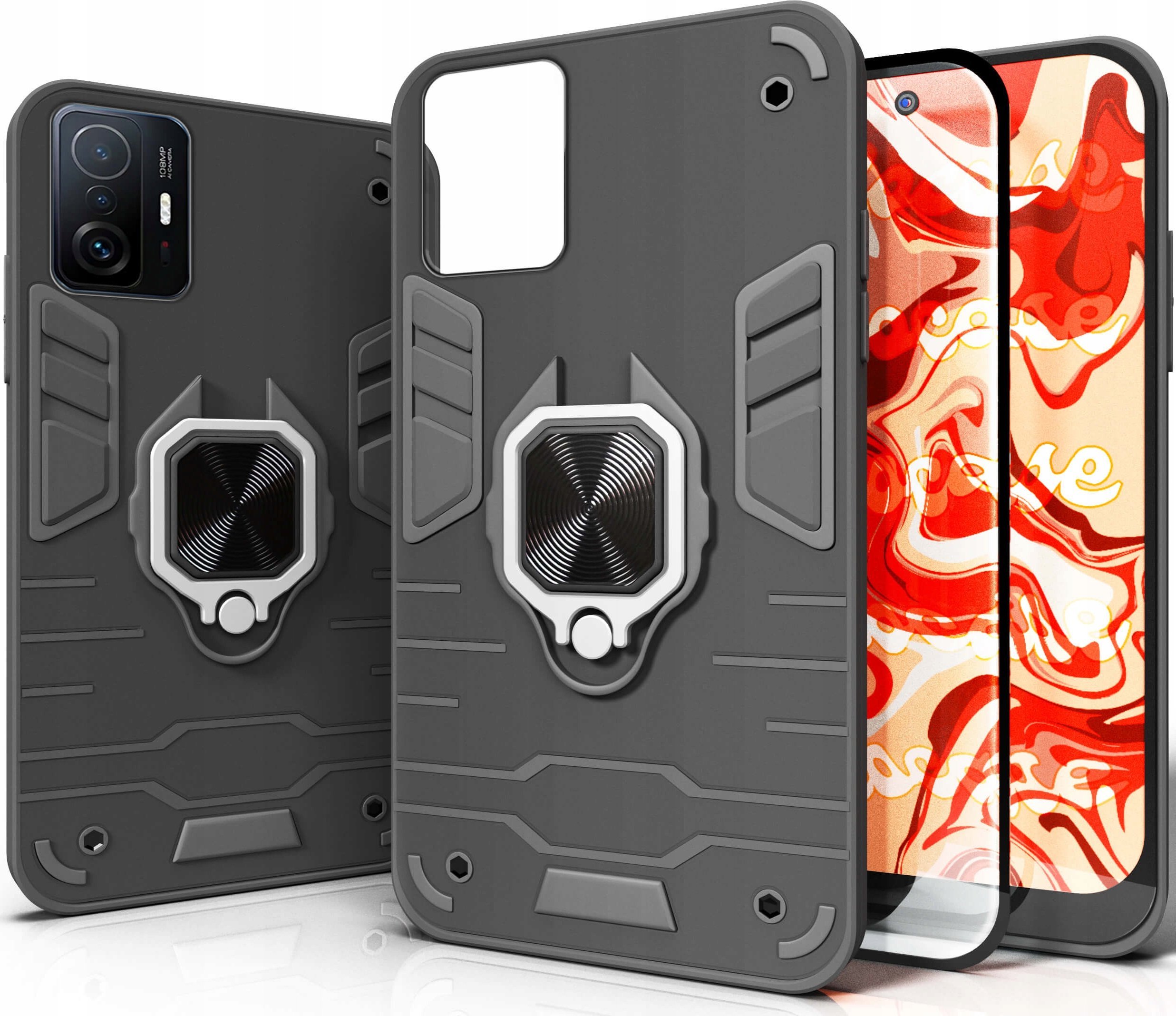 Hello Case ETUI PANCERNE DO XIAOMI 11T / 11T PRO CZARNE OBUDOWA ARMOR HOLDER SZKŁO