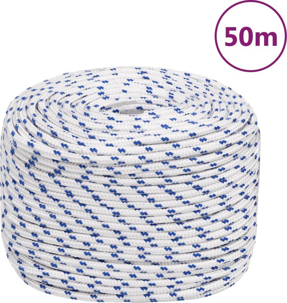 vidaXL vidaXL Linka żeglarska, biała, 8 mm, 50 m, polipropylen