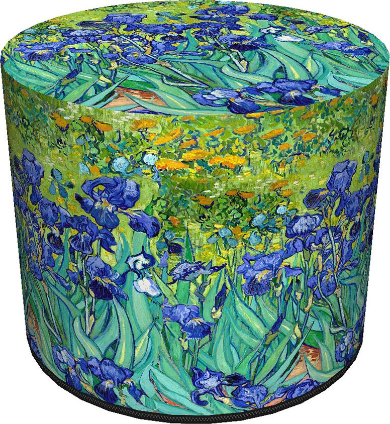 Elior Zielono-niebieska tapicerowana pufa z motywem roślinnym - Matilda