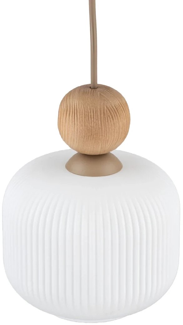 Wisząca lampa nad stół Ballo 11049 szklana ryflowana biały beżowy