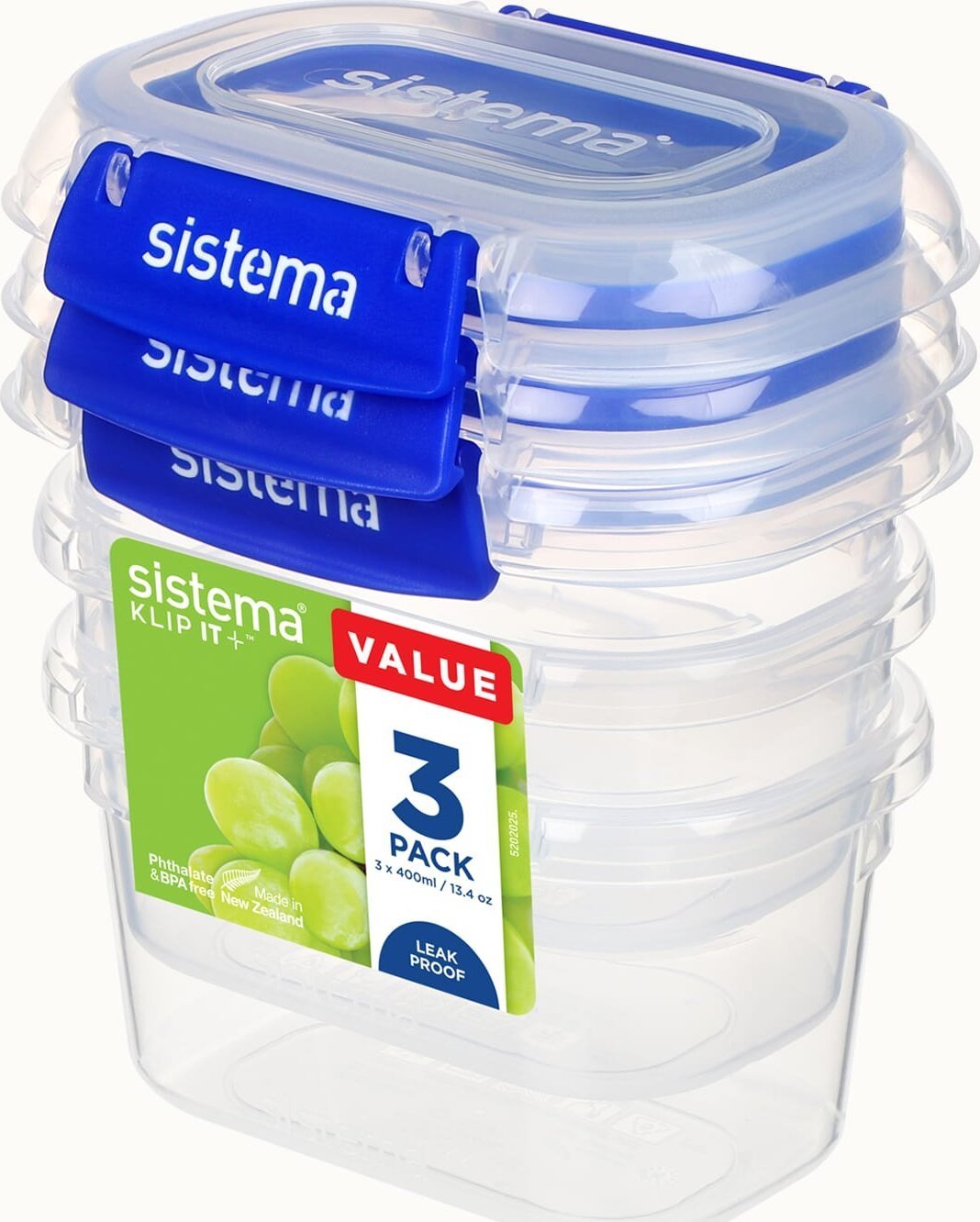 Sistema sistema Frischhaltedosen Set KLIP IT PLUS 3 x 400 ml blau