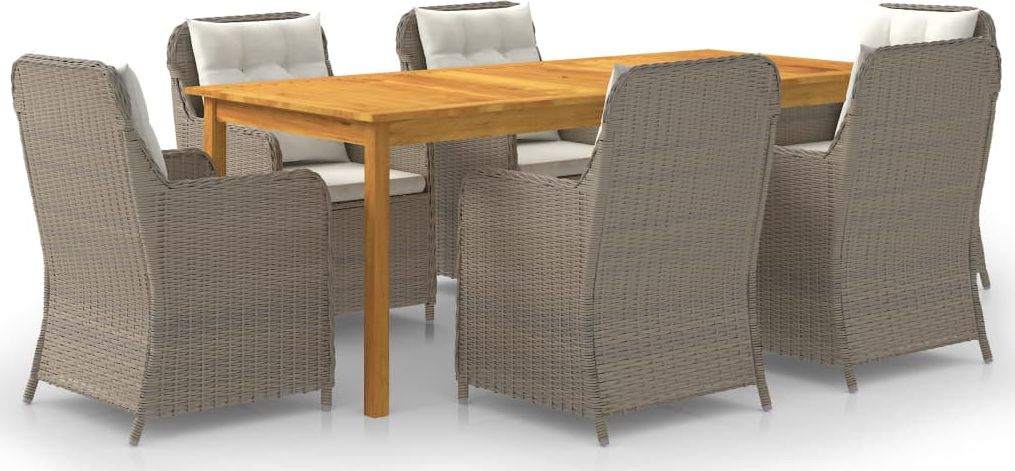 vidaXL 7-częściowy zestaw mebli ogrodowych, brązowy