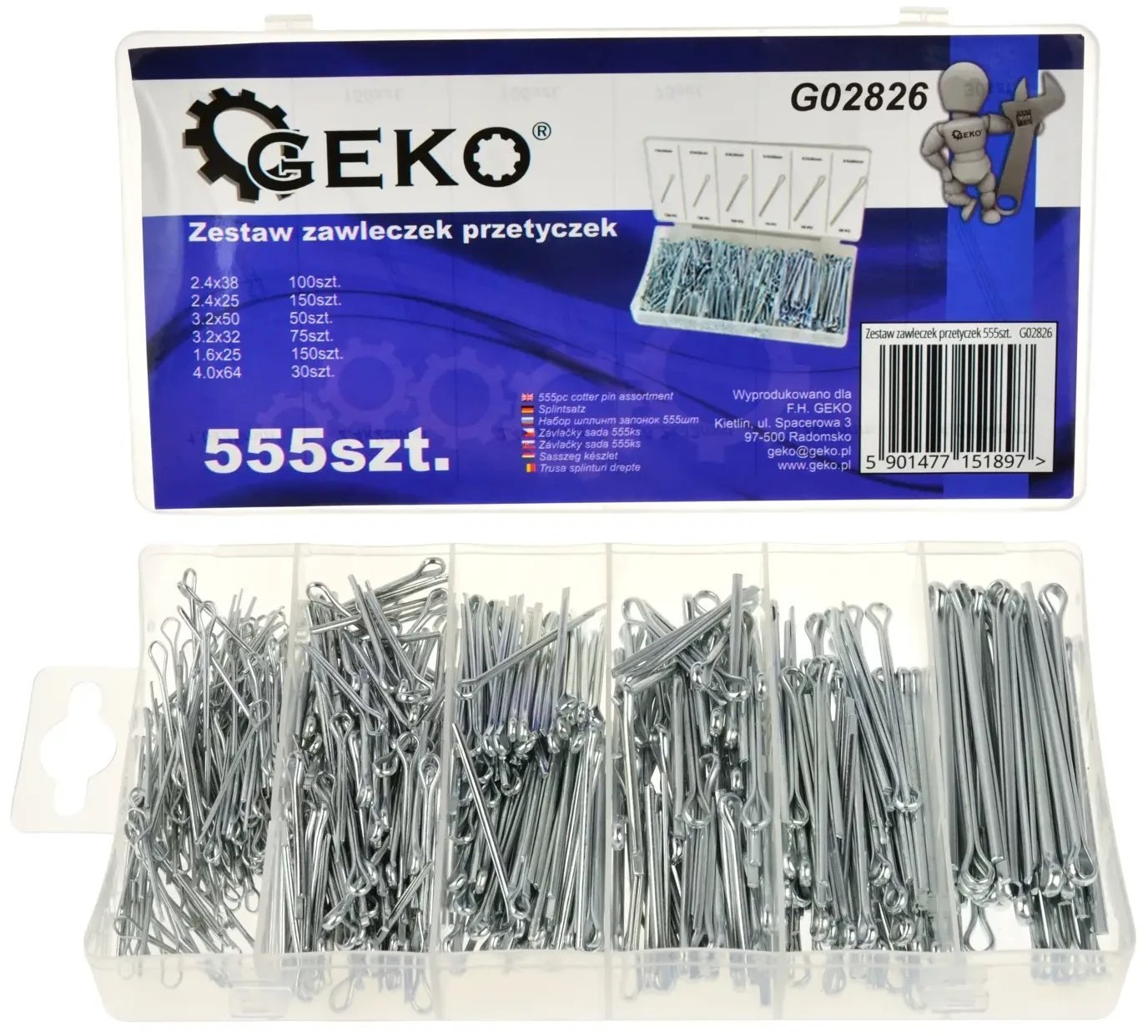 Zestaw zawleczek przetyczek 555szt. (20)