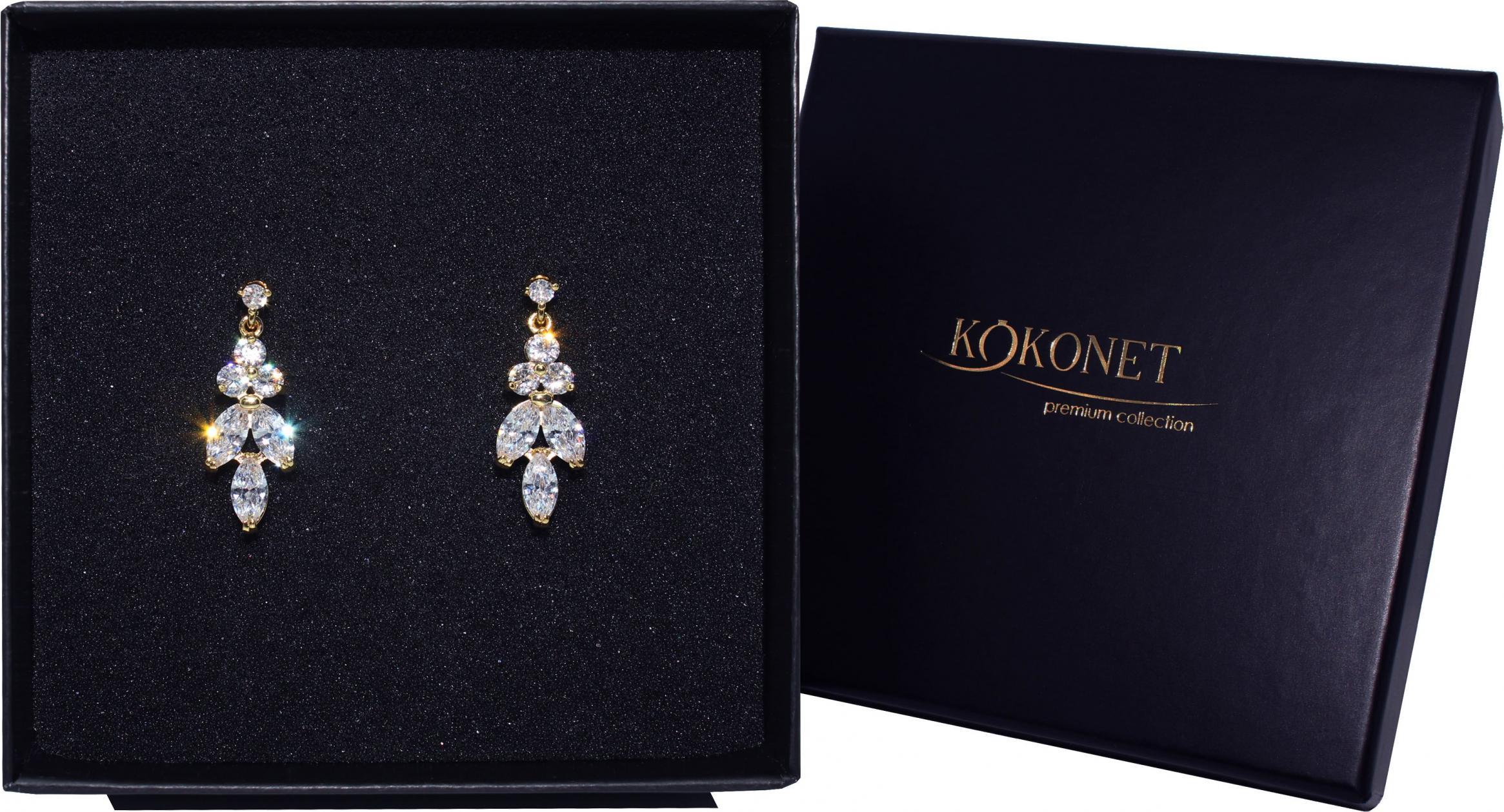 KOKONET Kolczyki delikatne ślubne złote 18k z cyrkoniami