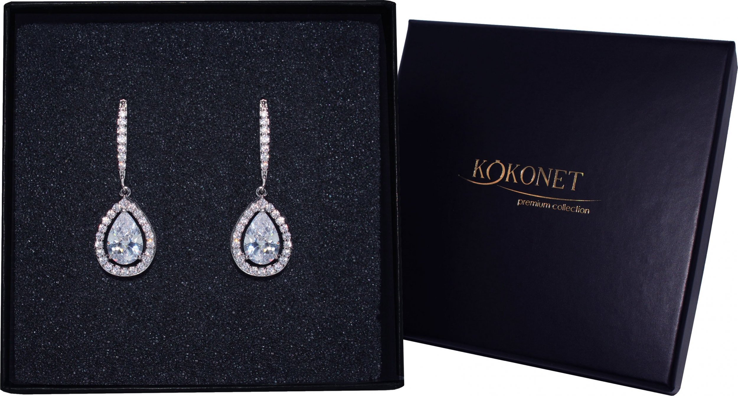 KOKONET KOLCZYKI ślubne łezki OKAZAŁE ślub piękne CYRKONIE cubic