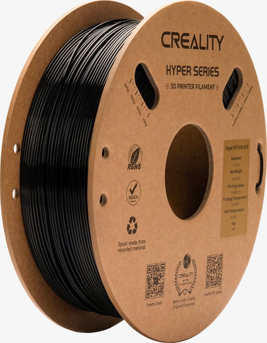 Creality Creality Filament Hyper PETG, 1kg, 1,75mm, Black (3301030043)