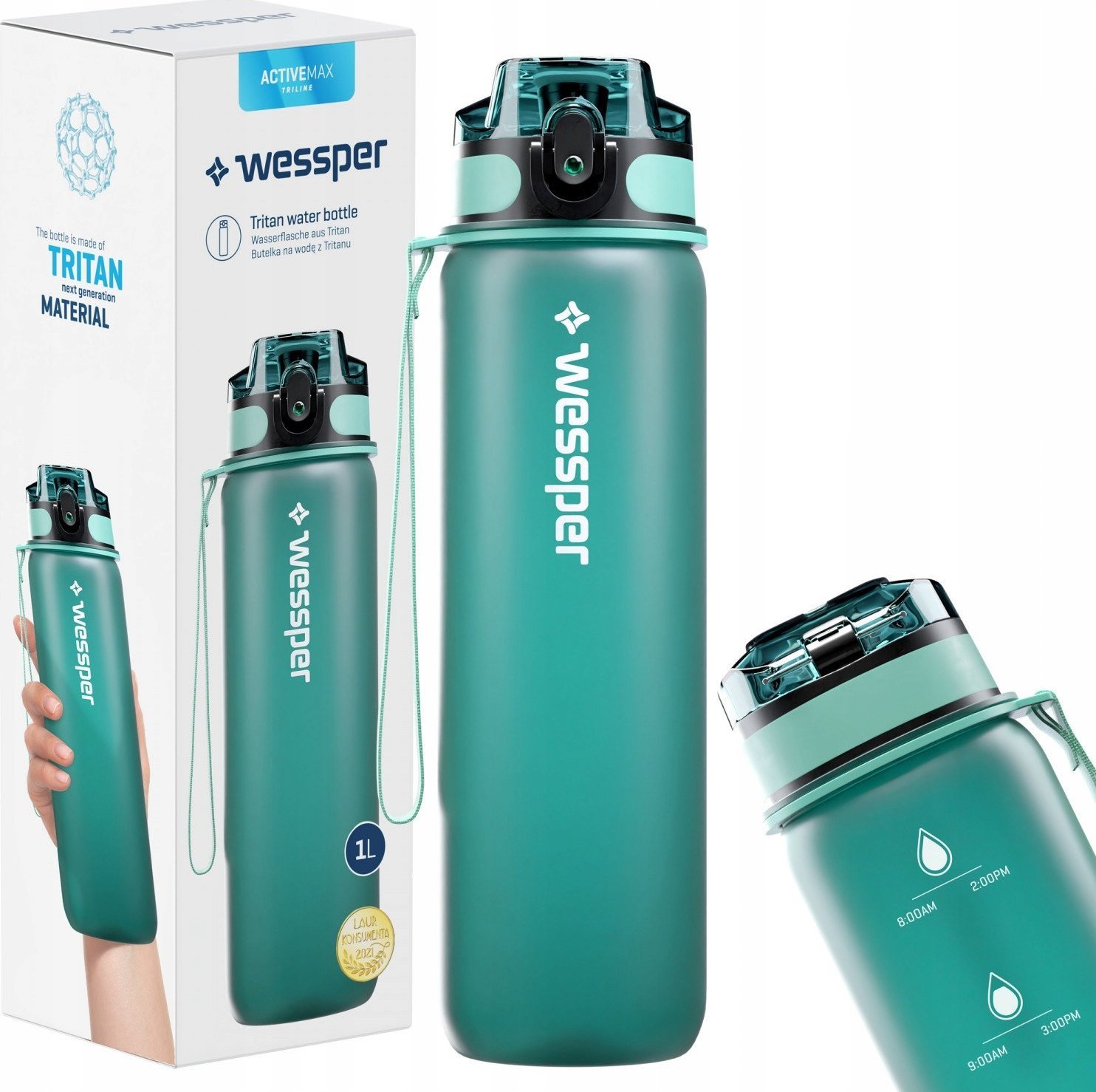 Wessper BUTELKA Z MIARKĄ NA WODĘ TRITAN 1L POD CHOINKĘ