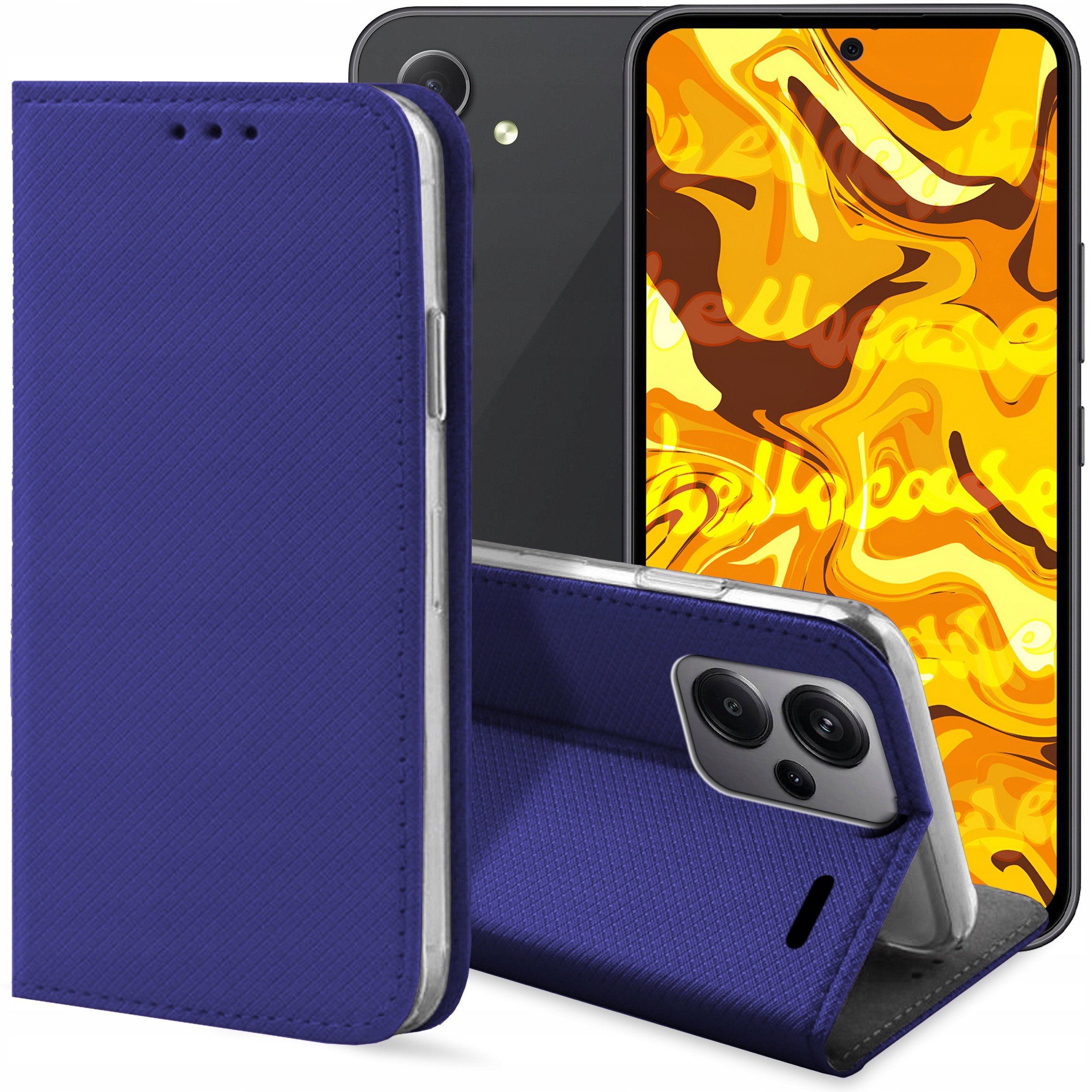 ETUI Z KLAPKĄ DO XIAOMI REDMI NOTE 13 PRO PLUS 5G GRANATOWE ZAMYKANE KABURA