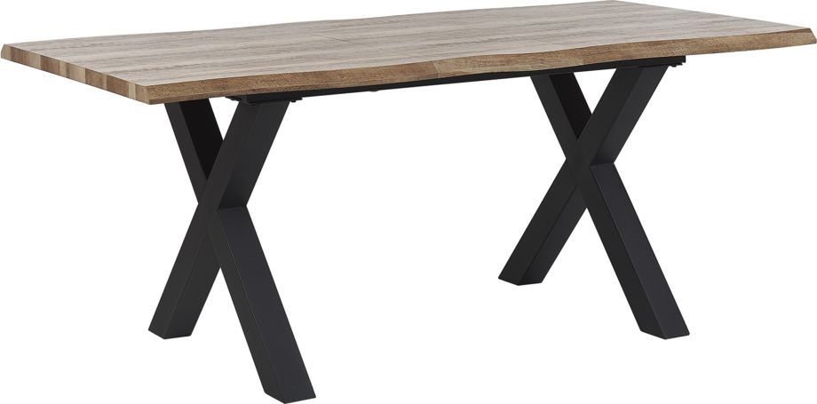 Beliani Stół do jadalni rozkładany 140/180 x 90 cm ciemne drewno z czarnym BRONSON