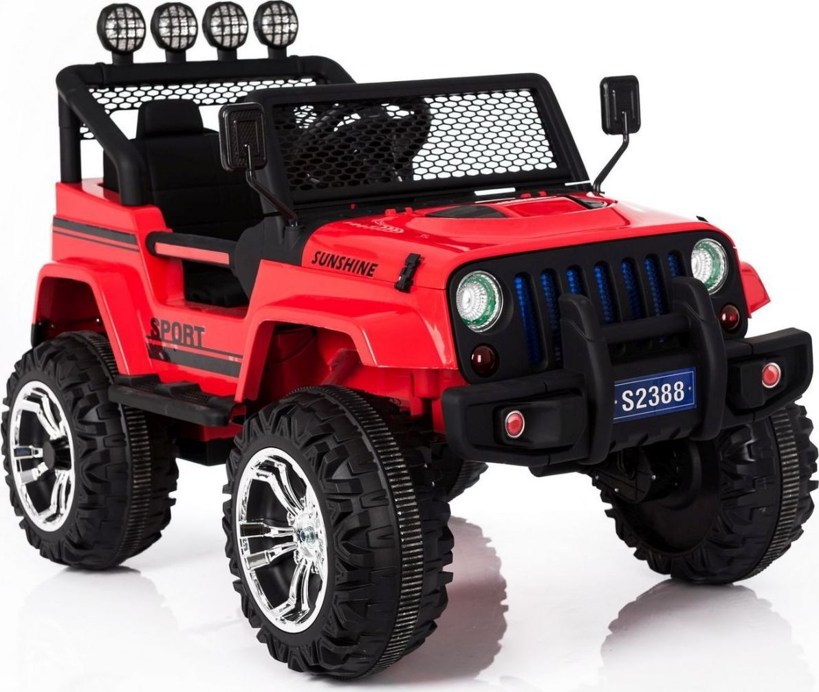 Import SUPER-TOYS MEGA JEEP SUNSHINE, NAPĘD 4X4, 2X12V, WOLNY START/ MIĘKKIE KOŁA, BLUETOOTH, RADIO EXCLUSIVE/2388