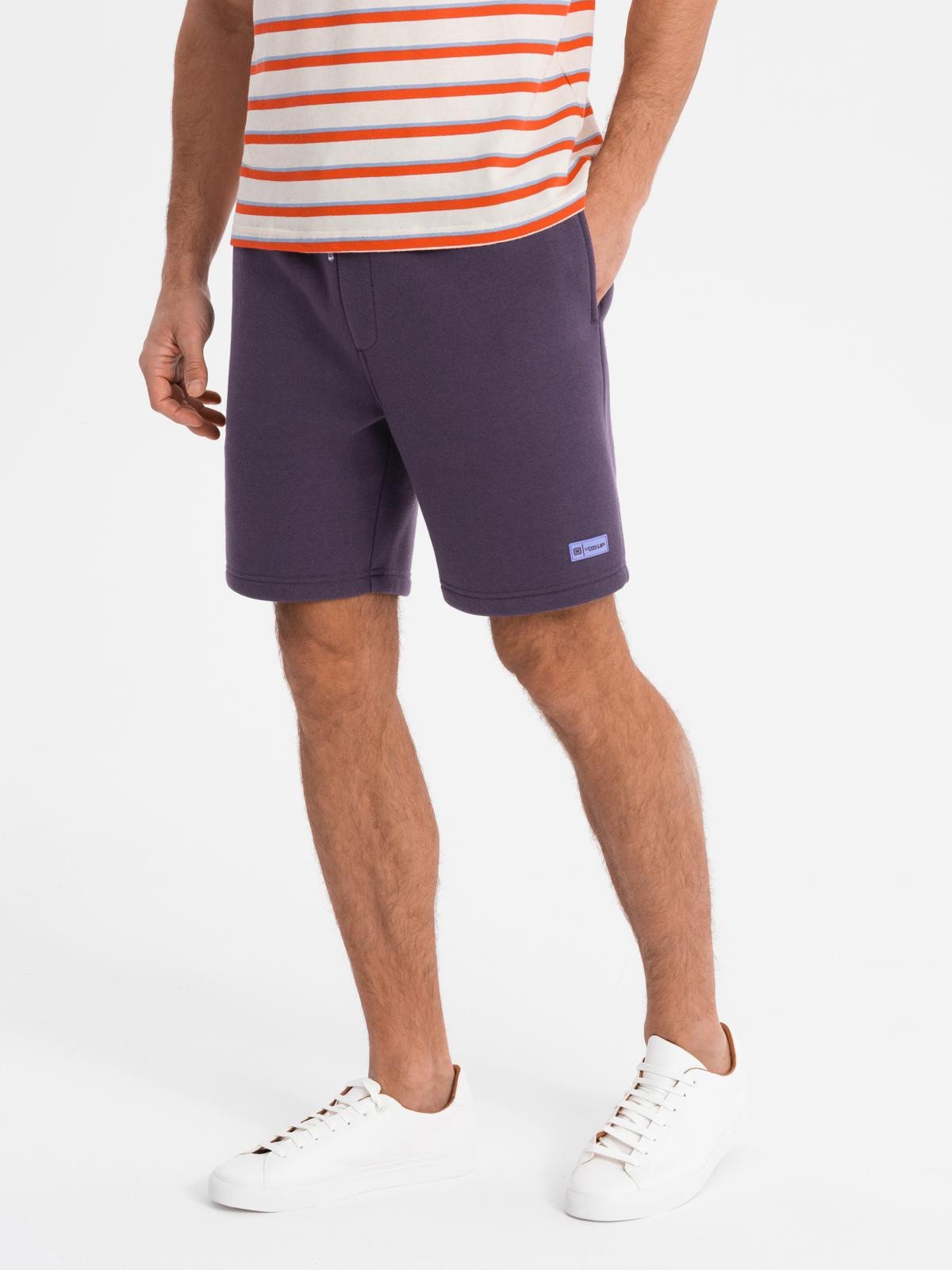 Dresowe szorty unisex ze ściągaczem w pasie fioletowe V13 OU-SRBC-0101 M/L