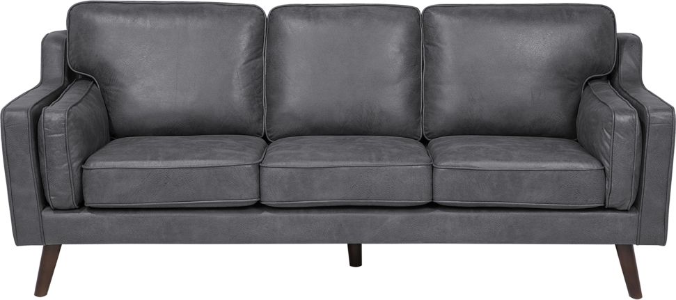 Beliani Sofa 3-osobowa imitacja skóry szara LOKKA