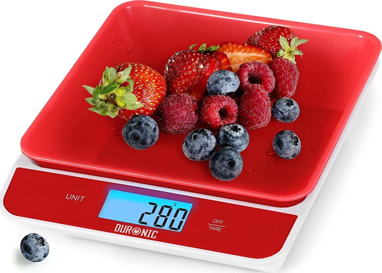 Waga kuchenna Duronic KS100 RD z misą do 5kg czerwono - biała