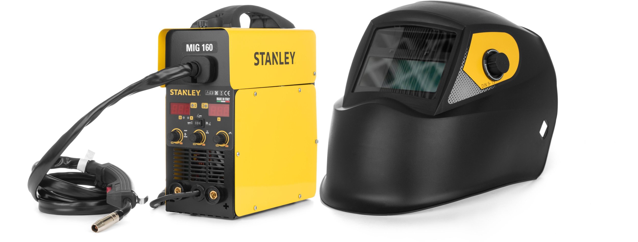 Stanley inwerterowa spawarka mig/mag 160 a, no gas + przyłbica lcd e-protection 2000 e