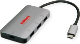 HUB USB Roline Koncentrator ROLINE USB 3.2 Gen 1, 3-drożny, kabel połączeniowy typu C (PD+Data)