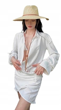 Zestaw trzyczęściowy strój kąpielowy sukienka pareo koszula komplet M