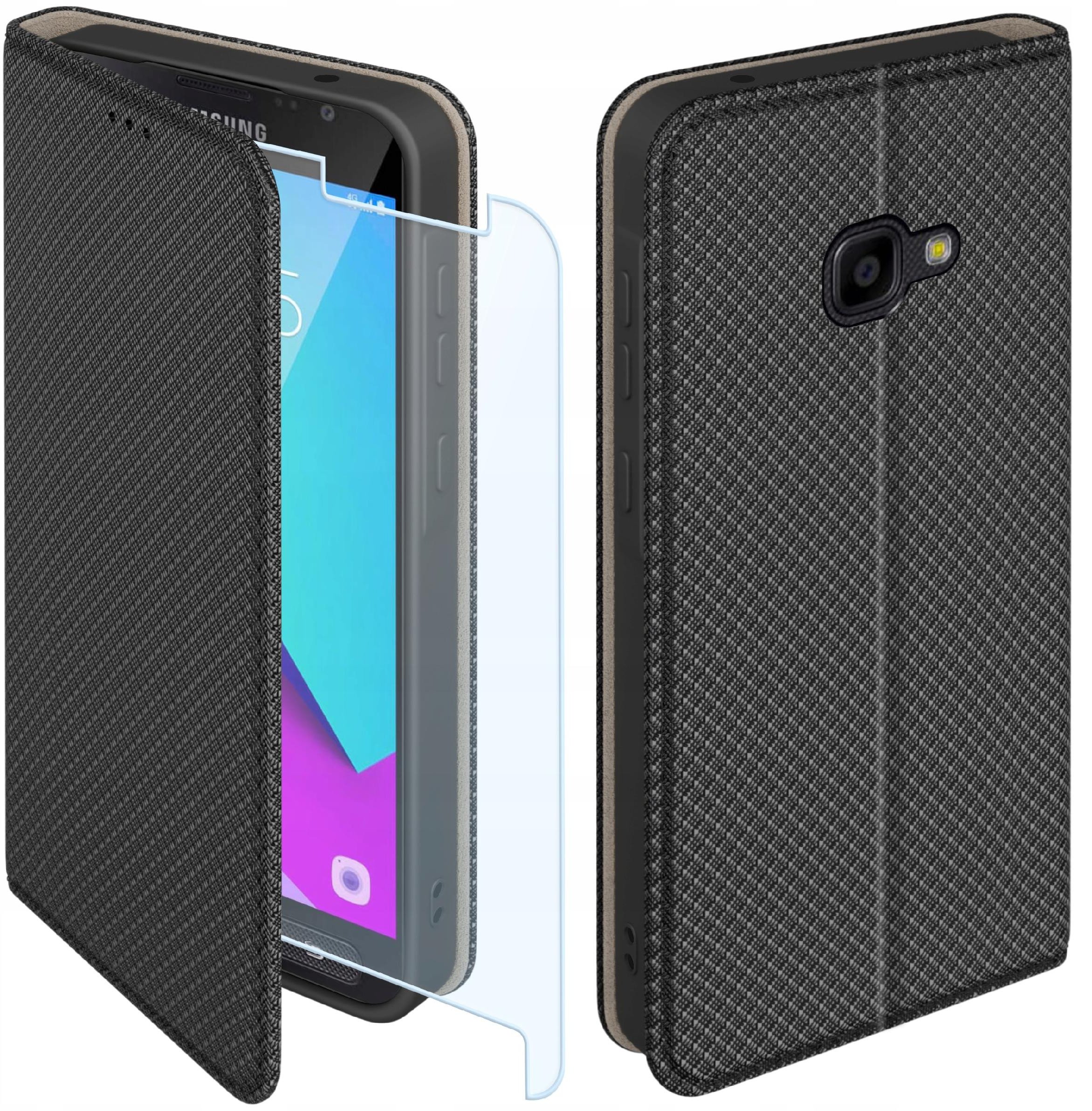 Etui z klapką do Samsung Xcover 4 | 4s Zamykane Czarne Futerał + Szkło 9H
